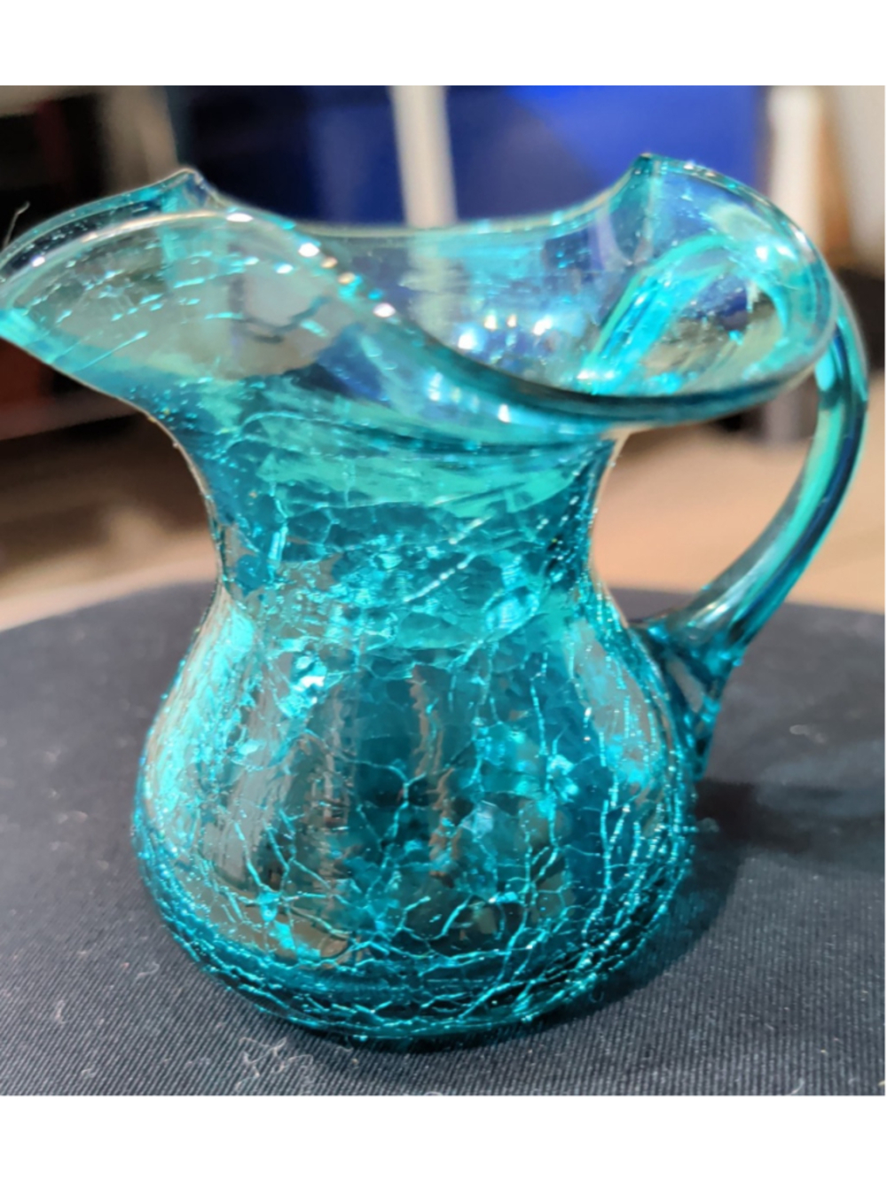 Unbranded Home Decor Blue Crackle Glass Mini Pitcher One Size